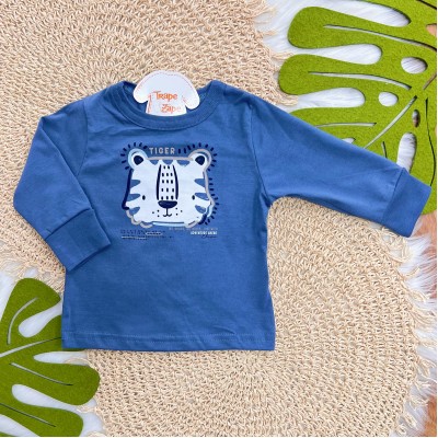 Conj. Colete, Blusa Manga Longa Tiger e Calça de Moletom - Cinza e Azul Jeans